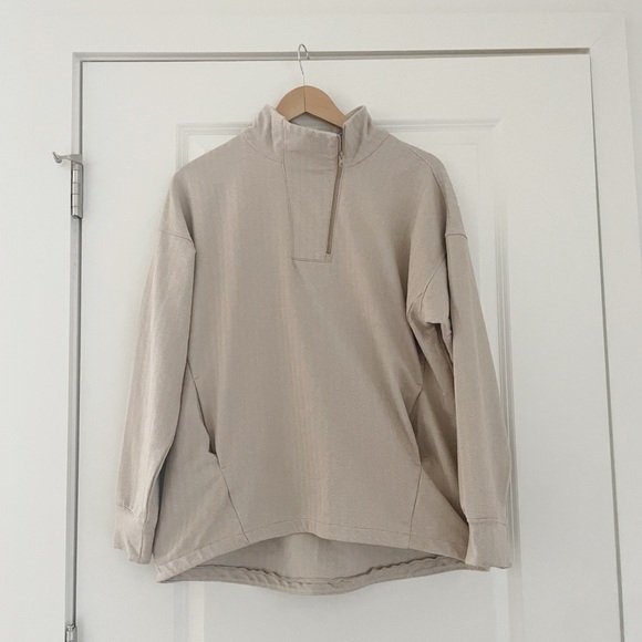 J. McLaughlin Maeba Fleece Top Herringbone Jacquard 1/4 Zip Preppy - Picture 5 of 12